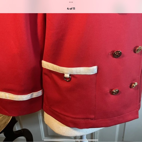 St John Power Crimson Red 💋 NWT dress suit couture Jacket SJ buttons Sz M 12 - Picture 4 of 11